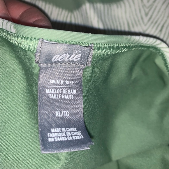 3/$15 Aerie Swim High Waisted Green & White Bottoms - Picture 3 of 3